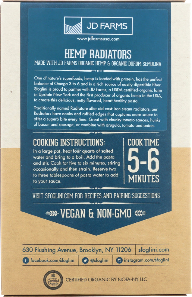 Sfoglini: Organic Hemp Radiators Pasta, 16 Oz