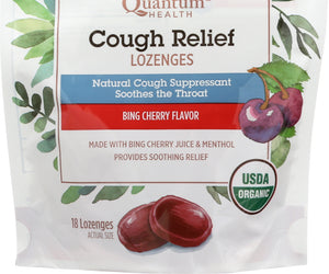 Quantum: Lozenges Cough Relief Cherry Organic, 18 Ea