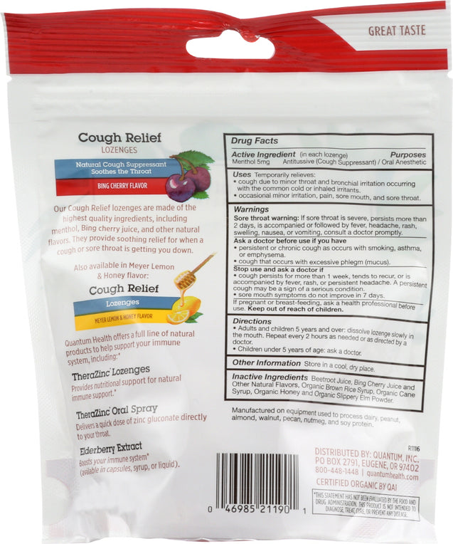 Quantum: Lozenges Cough Relief Cherry Organic, 18 Ea