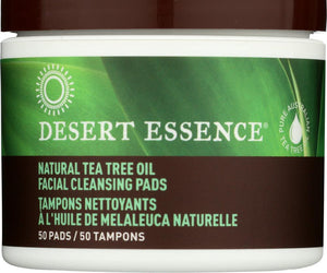 Desert Essence: Natural Tea Tree Oil Facial Cleansing Pads Original, 50 Pc - RubertOrganics