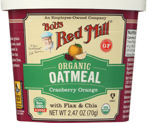 Bobs Red Mill: Organic Oatmeal Cup Cranberry Orange, 2.47 Oz