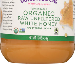 Wholesome Sweeteners: Organic Raw Unfiltered White Honey Jar, 16 Oz