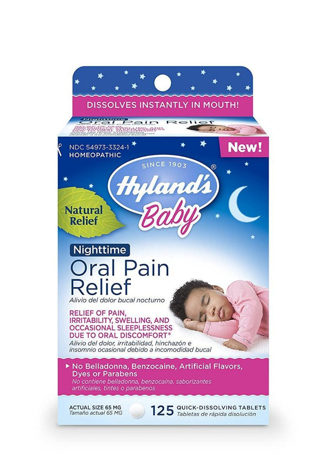 Hyland: Oral Pain Relief Baby Night Time, 125 Tablets - RubertOrganics