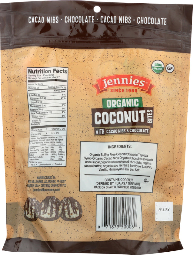 Jennies: Organic Coconut Bites With Cacao Nibs, 5.25 Oz