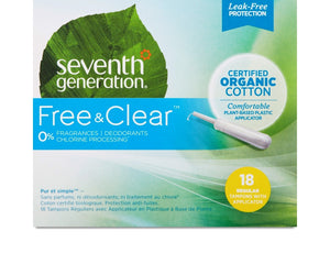 Seventh Generation: Organic Cotton Tampons With Comfort Applicator Regular, 18 Pc
