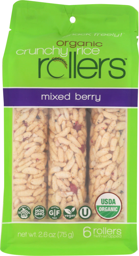 Bamboo Lane: Organic Crunchy Rice Rollers Pouch Mixed Berry, 2.6 Oz