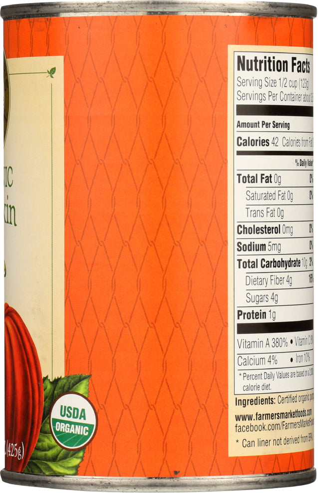 Farmers Market Foods: Organic Canned Pumpkin, 15 Oz