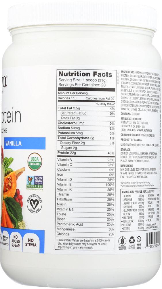 Nutiva: Protein Plant Vanilla Organic, 21.9 Oz - RubertOrganics