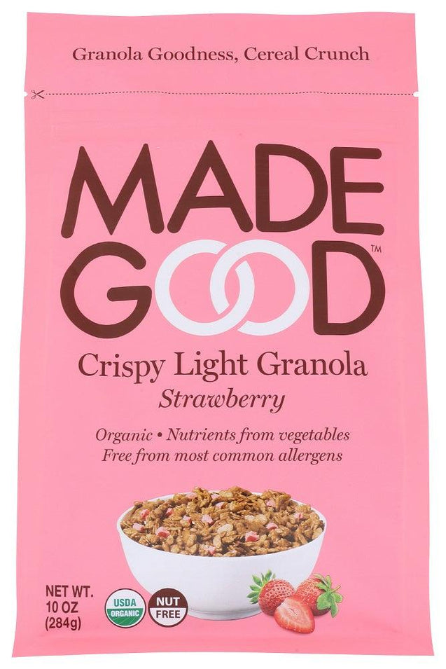 Madegood: Strawberry Crispy Light Granola, 10 Oz - RubertOrganics