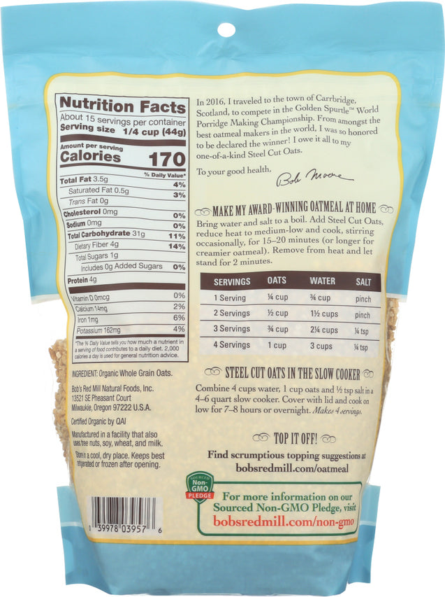 Bobs Red Mill: Oats Steel Cut Organic, 24 Oz