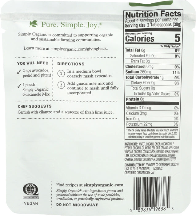 Simply Organic: Organic Guacamole Spicy Dip, 4 Oz