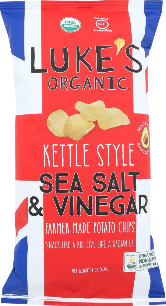 Lukes Organic: Potato Sea Salt Vinegar Kettle Chip, 4 Oz - RubertOrganics
