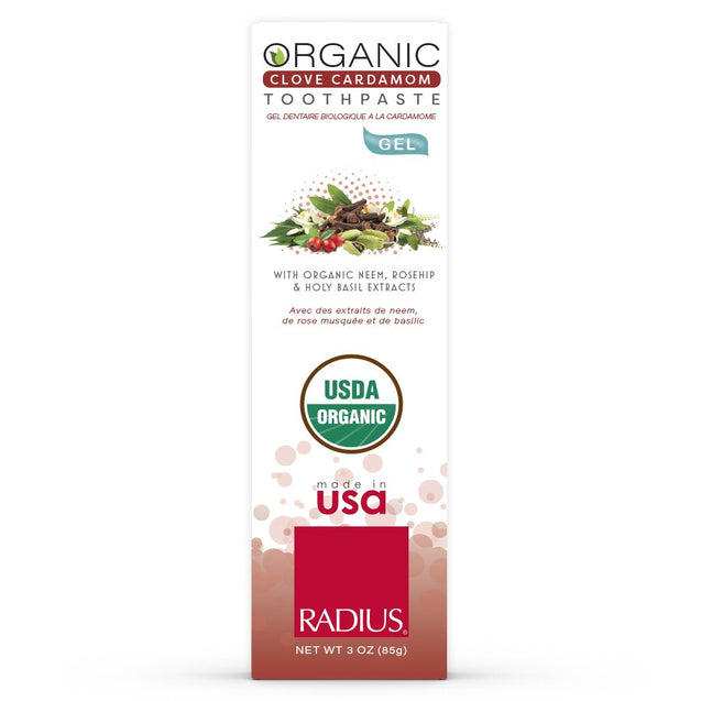 Radius: Organic Toothpaste Gel Clove Cardamom, 3 Oz