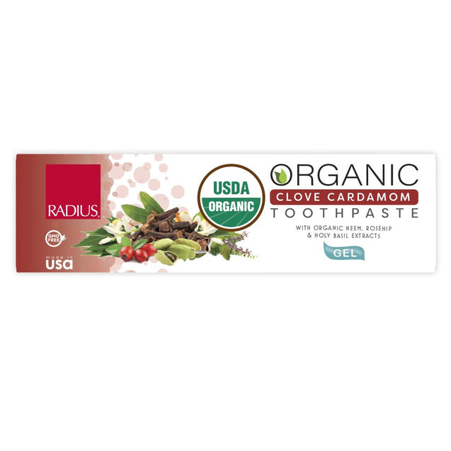 Radius: Organic Toothpaste Gel Clove Cardamom, 3 Oz