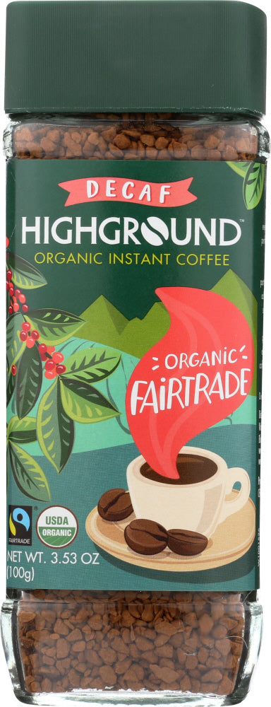 Highground: Coffee Instant Decaf Organic, 3.53 Oz