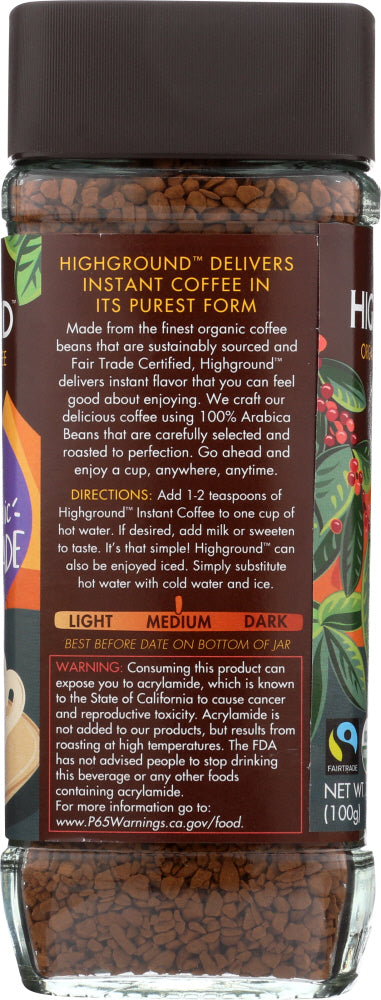 Highground: Coffee Instant Regular Organic, 3.53 Oz