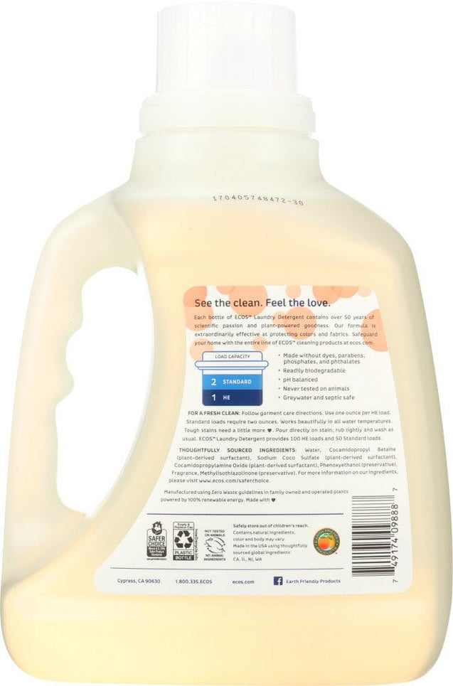 Earth Friendly: Ecos 2x Ultra Liquid Laundry Detergent Magnolia And Lily, 100 Oz - RubertOrganics