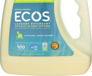 Earth Friendly: Ecos 2x Ultra Laundry Detergent Lemongrass, 100 Oz - RubertOrganics