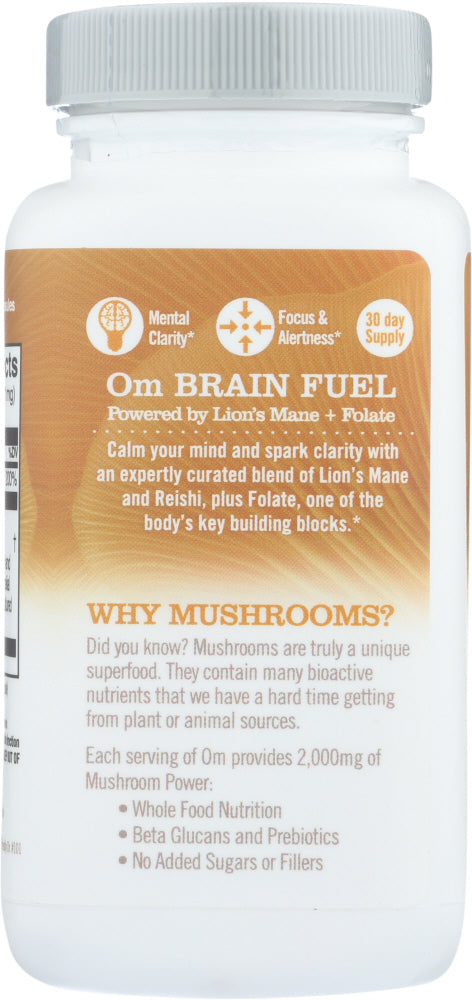 Om Organic Mushroom Nutrition: Brain Fuel Lions Mane Folate, 90 Cp