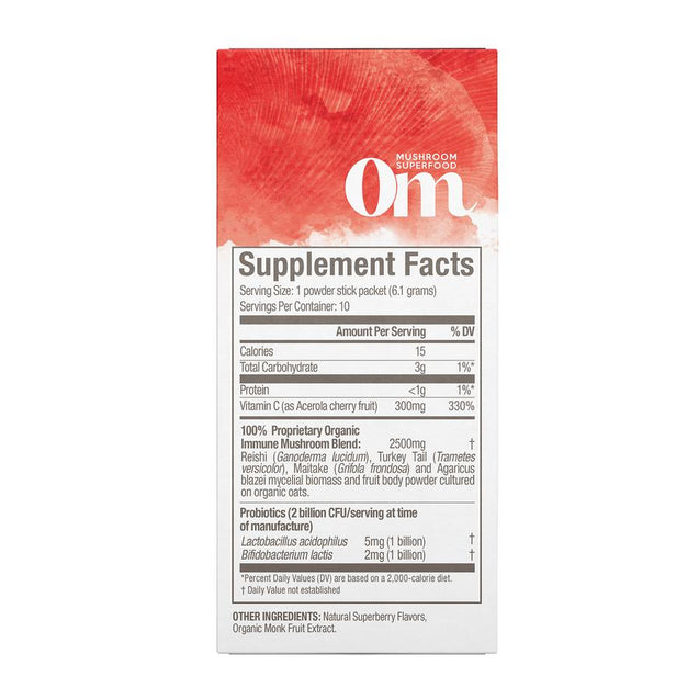 Om Organic Mushroom Nutrition: Immune Plus Superfood Drink Stick, 2.1 Oz