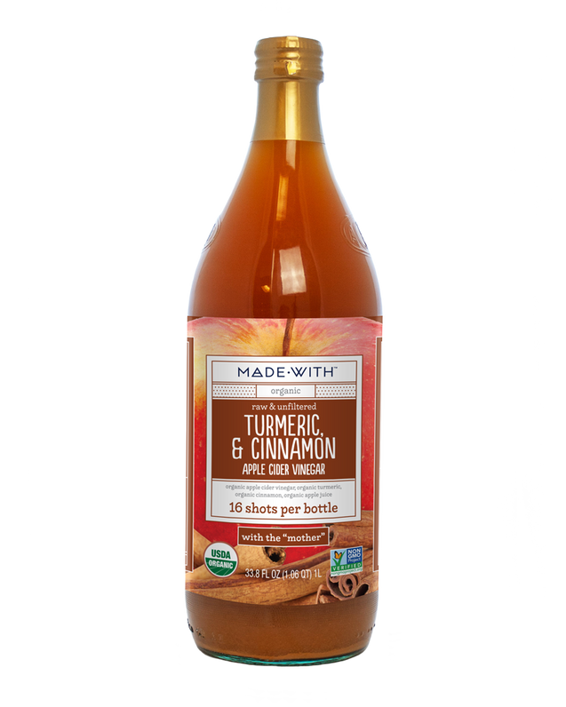 Made With: Turmeric & Cinnamon Organic Apple Cider Vinegar, 33.8 Fl Oz