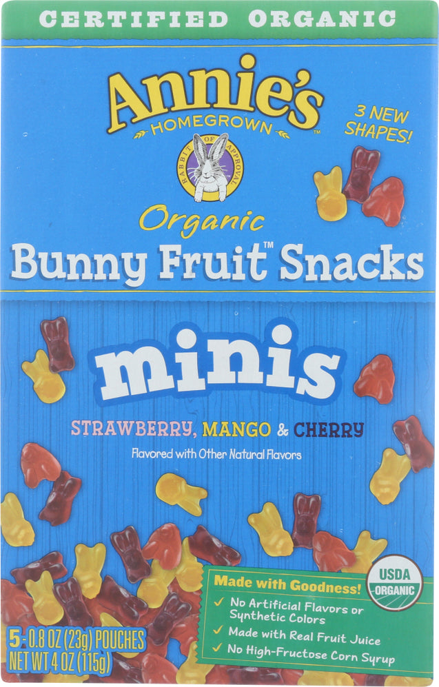 Annies Homegrown: Organic Minis Bunny Fruit Snacks, 4 Oz