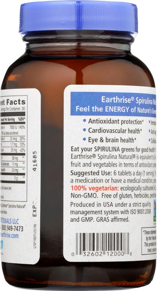 Earthrise: Spirulina Natural Green Super Food For Longevity 500 Mg., 180 Tablets - RubertOrganics