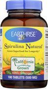 Earthrise: Spirulina Natural Green Super Food For Longevity 500 Mg., 180 Tablets - RubertOrganics