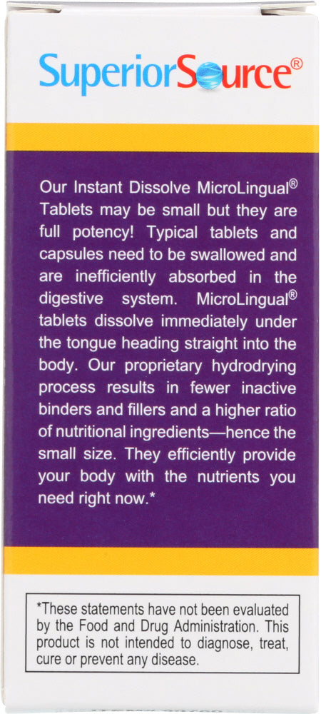 Superior Source: No Shot Methylcobalamin B-12 5000mcg B-6 & Folic Acid 800mcg, 60 Tb