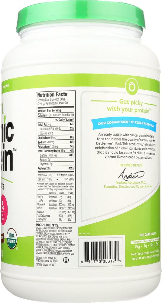 Orgain: Organic Protein Plant Based Powder Creamy Chocolate Fudge, 2.03 Lb - RubertOrganics