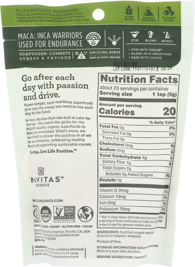 Navitas: Organic Maca Powder, 4 Oz