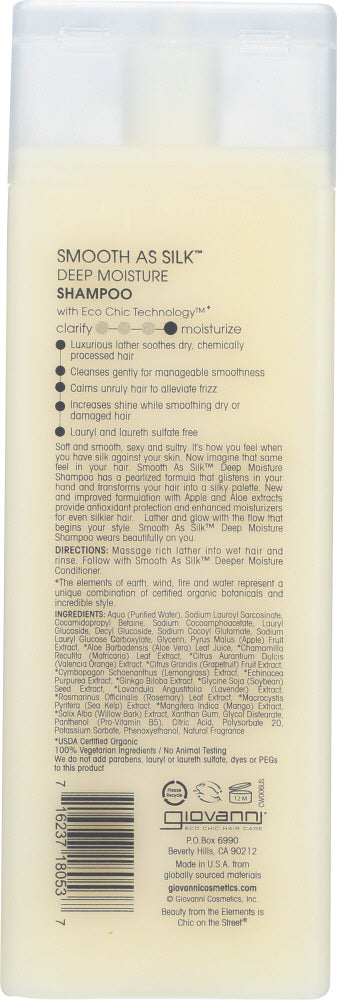 Giovanni Cosmetics: Smooth As Silk Deep Moisture Organic Shampoo, 8.5 Oz