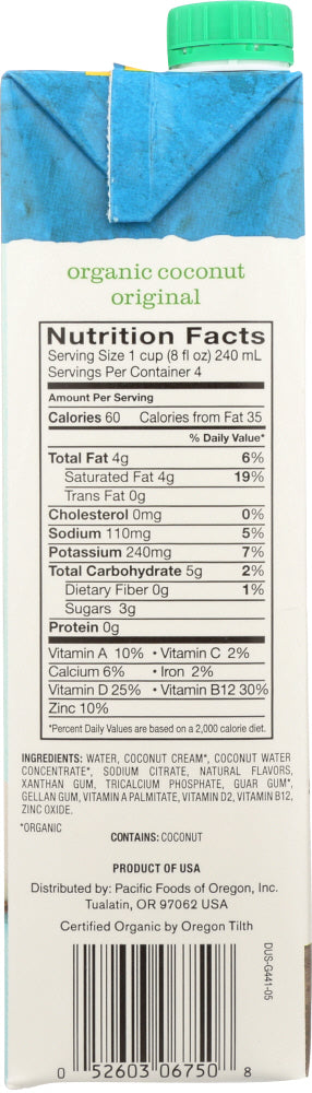 Pacific Foods: Organic Coconut Original Non-dairy Beverage, 32 Oz