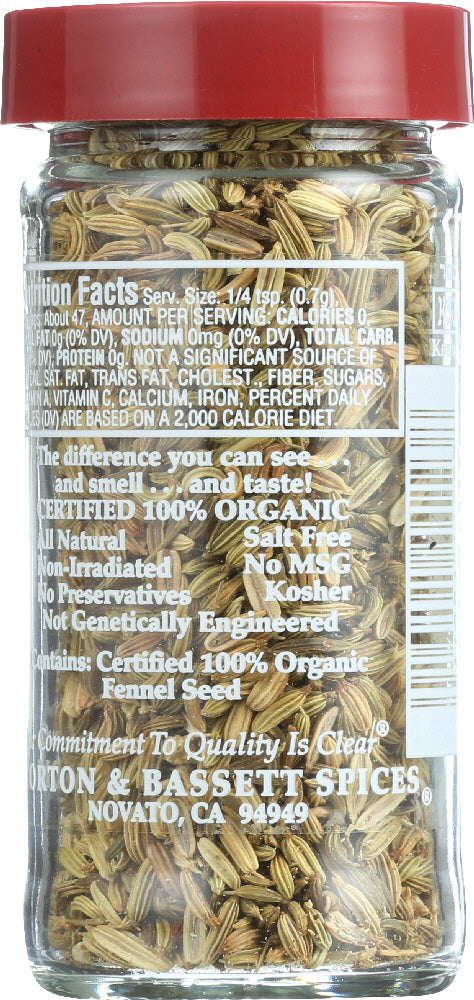 Morton & Bassett: Organic Fennel Seed, 1.2 Oz