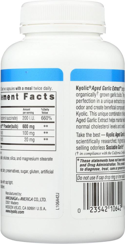 Kyolic: Aged Garlic Extract Circulation Formula 106, 200 Capsules - RubertOrganics