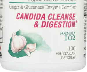 Kyolic: Aged Garlic Extract Candida Cleanse And Digestion Formula 102, 100 Vegetarian Capsules - RubertOrganics