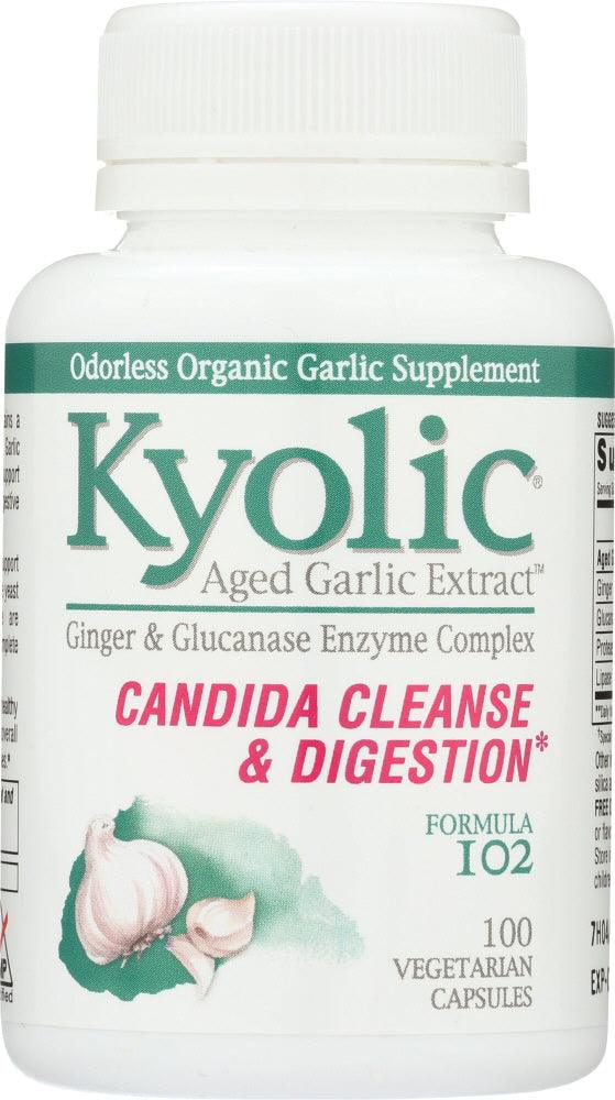 Kyolic: Aged Garlic Extract Candida Cleanse And Digestion Formula 102, 100 Vegetarian Capsules - RubertOrganics