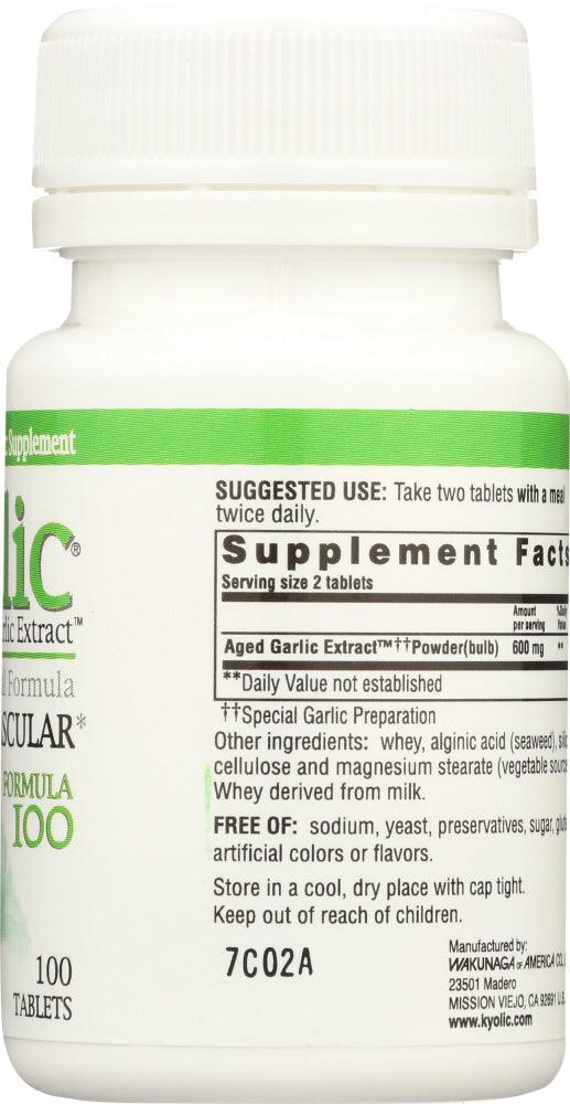 Kyolic: Aged Garlic Extract Cardiovascular Formula 100, 100 Tablets - RubertOrganics