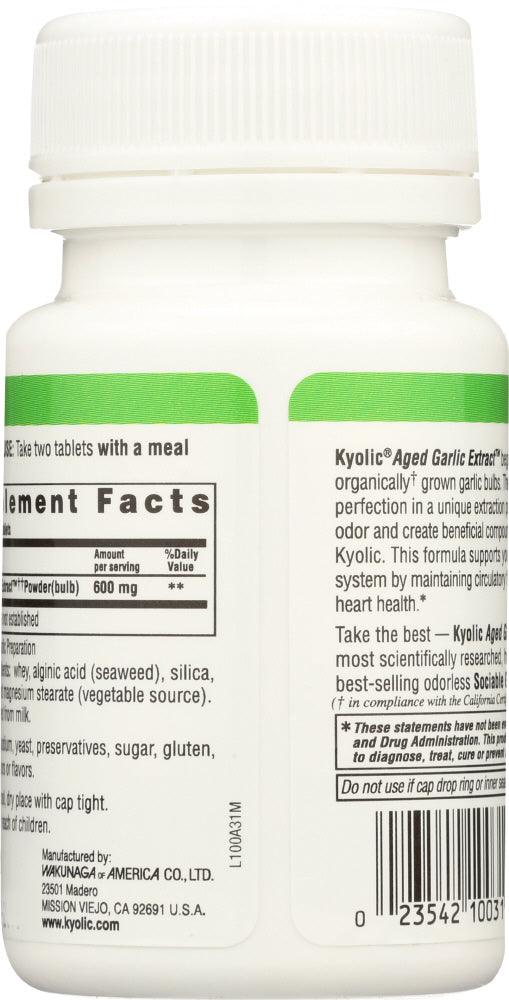 Kyolic: Aged Garlic Extract Cardiovascular Formula 100, 100 Tablets - RubertOrganics