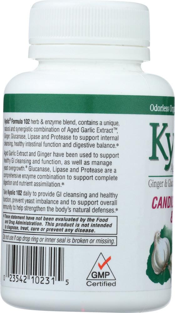 Kyolic: Aged Garlic Extract Candida Cleanse And Digestion Formula 102, 100 Vegetarian Tablets - RubertOrganics