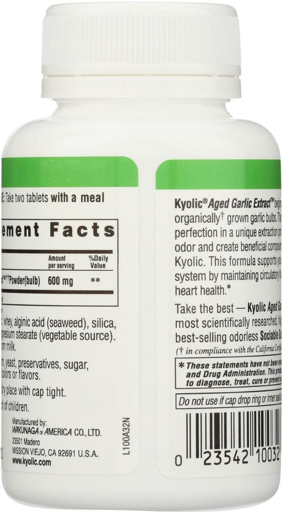 Kyolic: Aged Garlic Extract Cardiovascular Original Formula 100, 200 Tablets - RubertOrganics