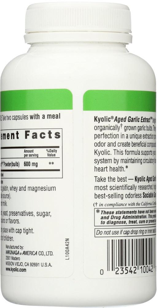 Kyolic: Aged Garlic Extract Cardiovascular Original Formula 100, 200 Capsules - RubertOrganics