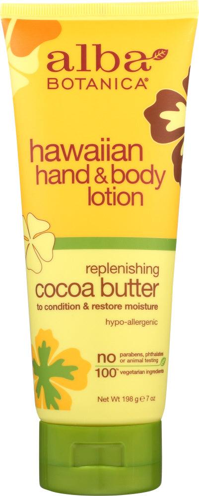 Alba Botanica: Hawaiian Hand & Body Lotion Cocoa Butter, 7 Oz - RubertOrganics