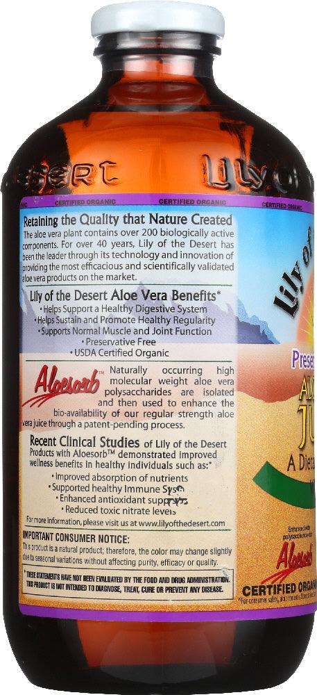 Lily Of The Desert: Organic Aloe Vera Juice Whole Leaf, 32 Oz - RubertOrganics
