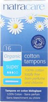 Natracare: Organic Cotton Tampons Super With Applicator, 16 Tampons - RubertOrganics