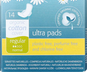 Natracare: Organic And Natural Ultra Pads Regular With Wings Cotton Cover, 14 Pads - RubertOrganics