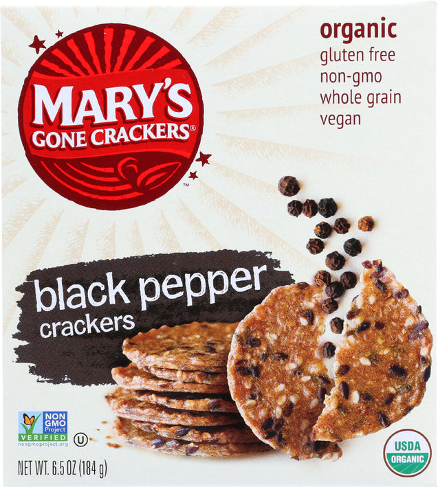 Mary's Gone Crackers: Organic Crackers Black Pepper, 6.5 Oz