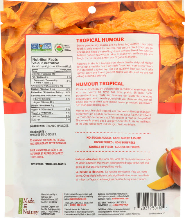 Made In Nature: Organic Mangoes Dried & Unsulfured, 3 Oz