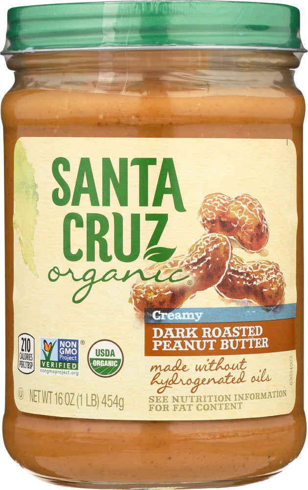 Santa Cruz Organic: Dark Roasted Creamy Peanut Butter, 16 Oz - RubertMarket