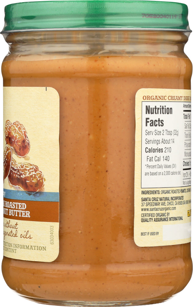 Santa Cruz Organic: Dark Roasted Creamy Peanut Butter, 16 Oz